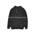 Men's Knitted Henley Button Neck Rib Textured Pullover